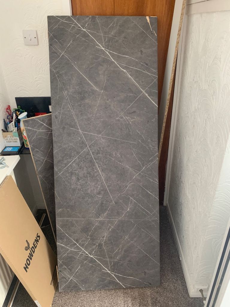 New Howdens Grey Marble Effect Laminate Worktop Piece