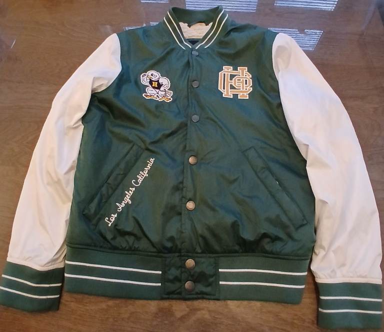 Hollister Los Angeles Varsity Jacket – Green/White, Good Condition