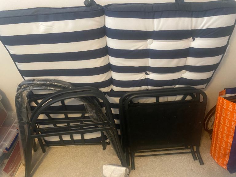 Brand New Garden Patio Chairs with Striped Cushions