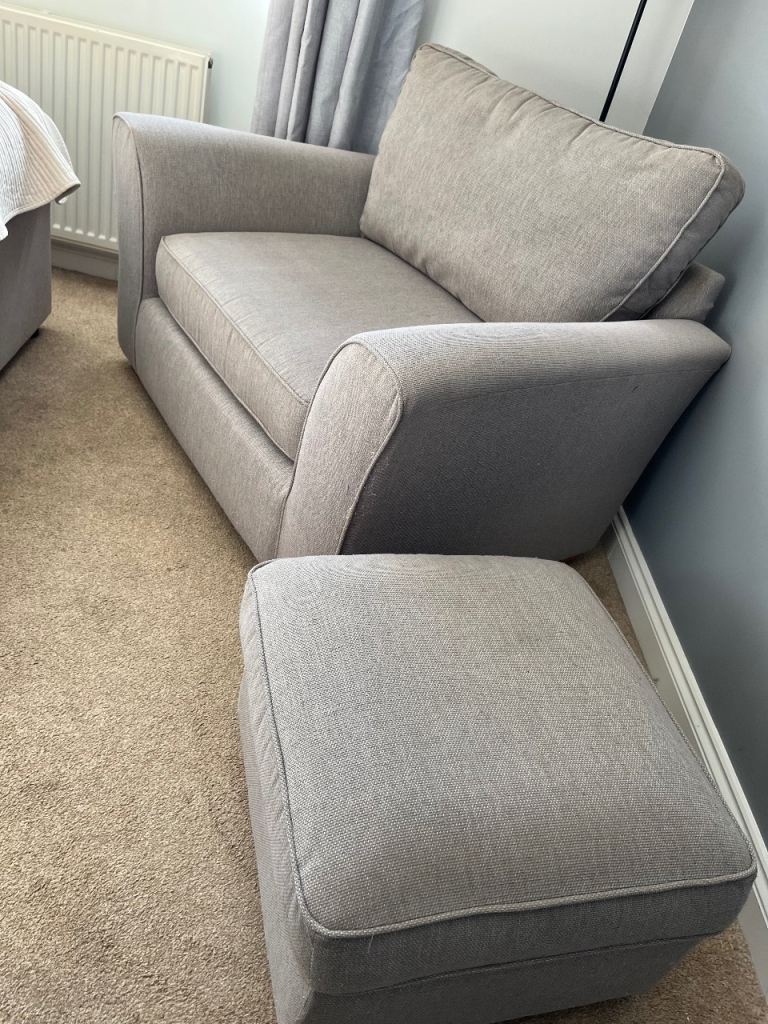 M&S grey snug chair and foot stool