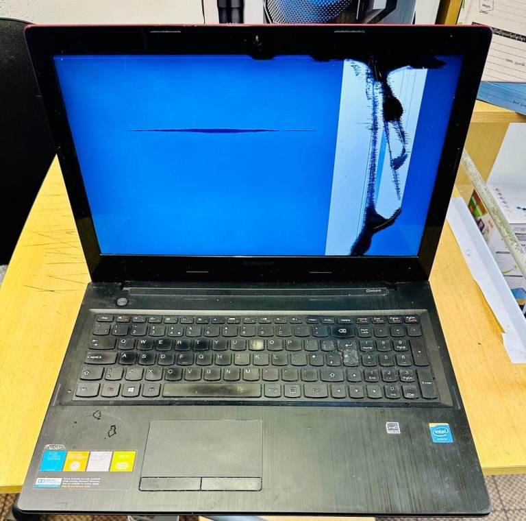 Lenovo G50 RED LCD Screen Broken, Hinges Broken, Working Motherboard for Spare Parts and Repairs