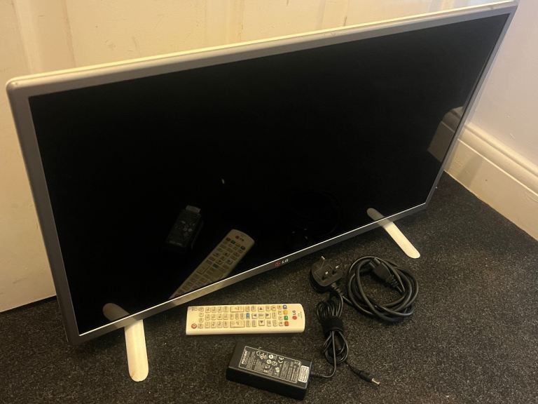 28” LG White Smart TV with Remote and Power Cables