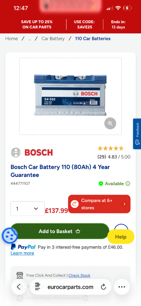 Brand new car battery 