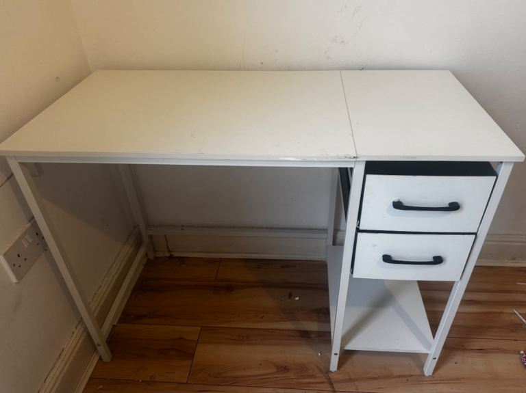 White Office Desk with Two Drawers – Good Condition