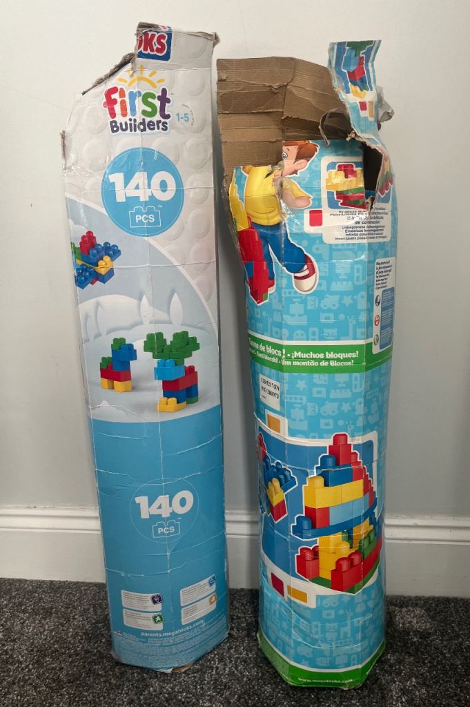 2 mega tubes of Mega Bloks first builders