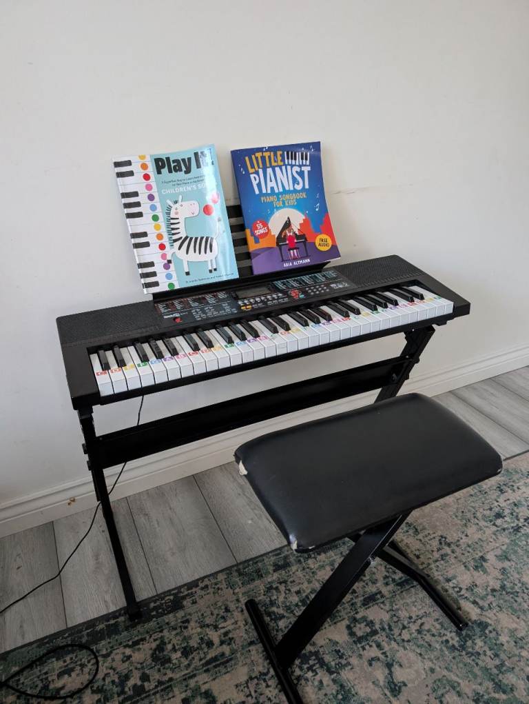 RockJam RJ541 61-Key Digital Piano Keyboard with Stand and Stool