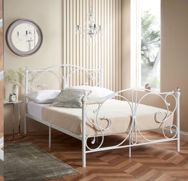 image for White metal small double bedframe 