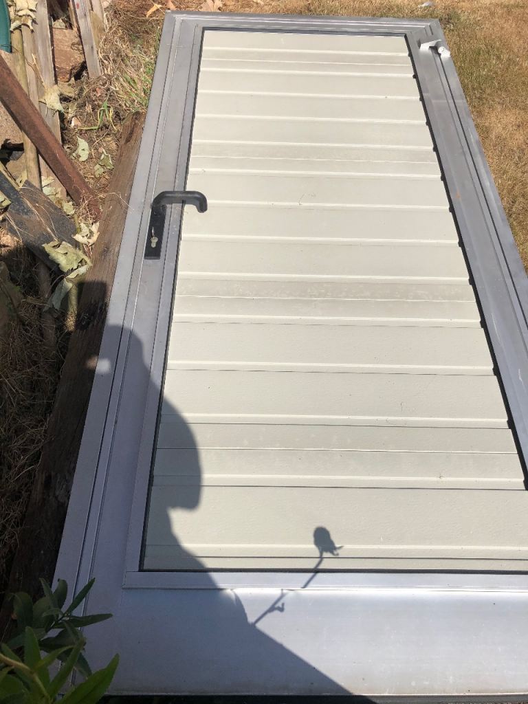Green Metal Garden Shed Door - Good Condition