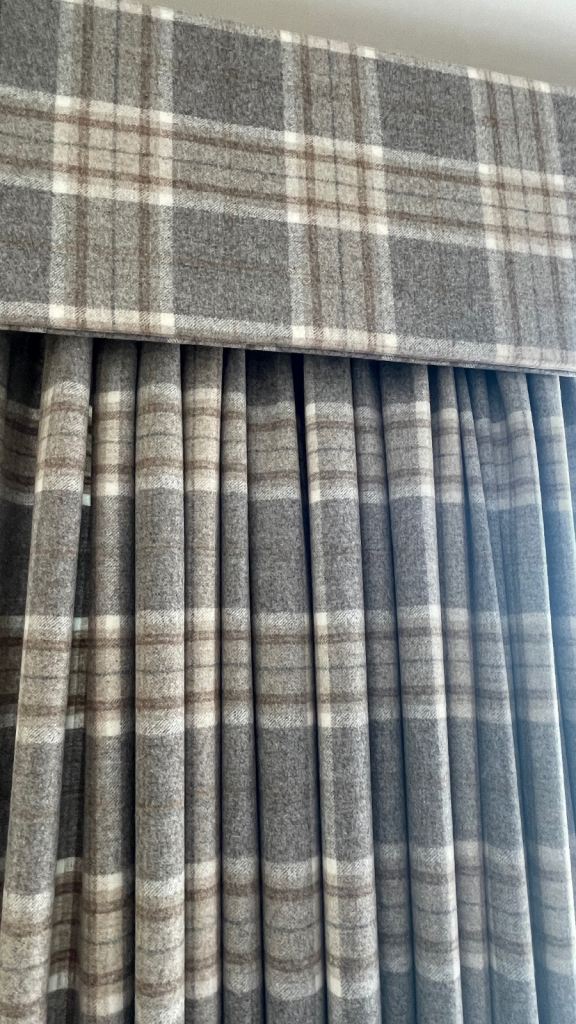 Curtains & cushions; grey, beige wool made to measure Extra large curtains