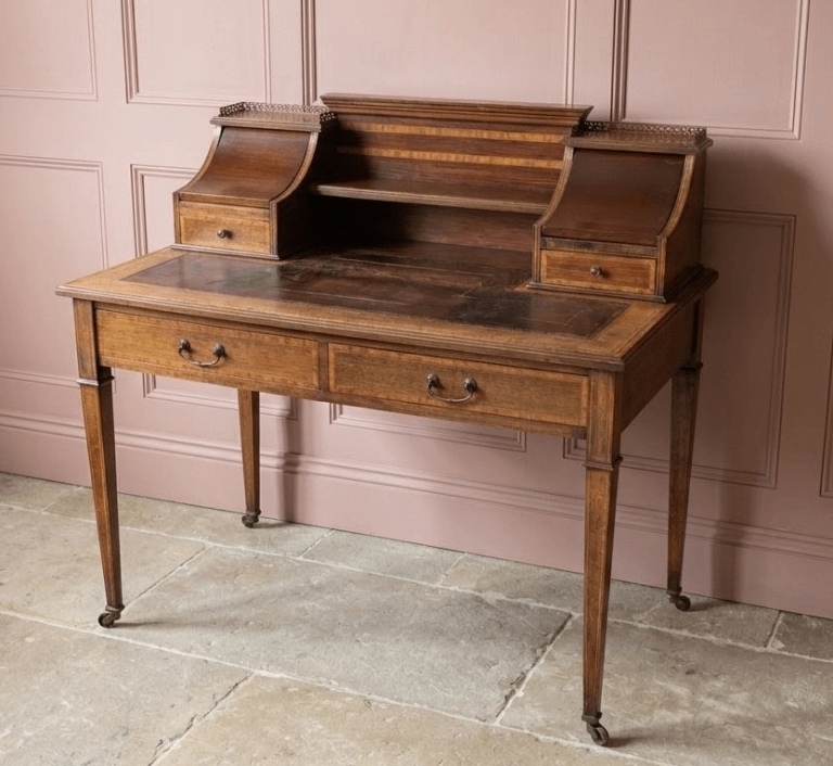 Antique elegant inlaid Edwardian writing desk 