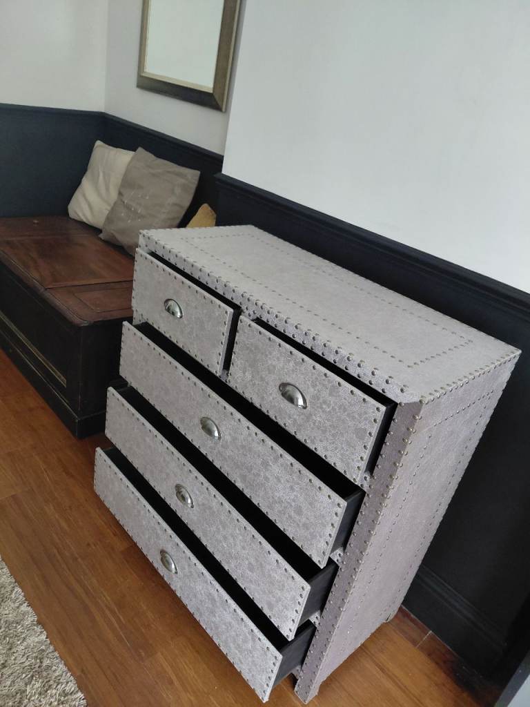Grey Riveted Chest of Drawers - Good Condition