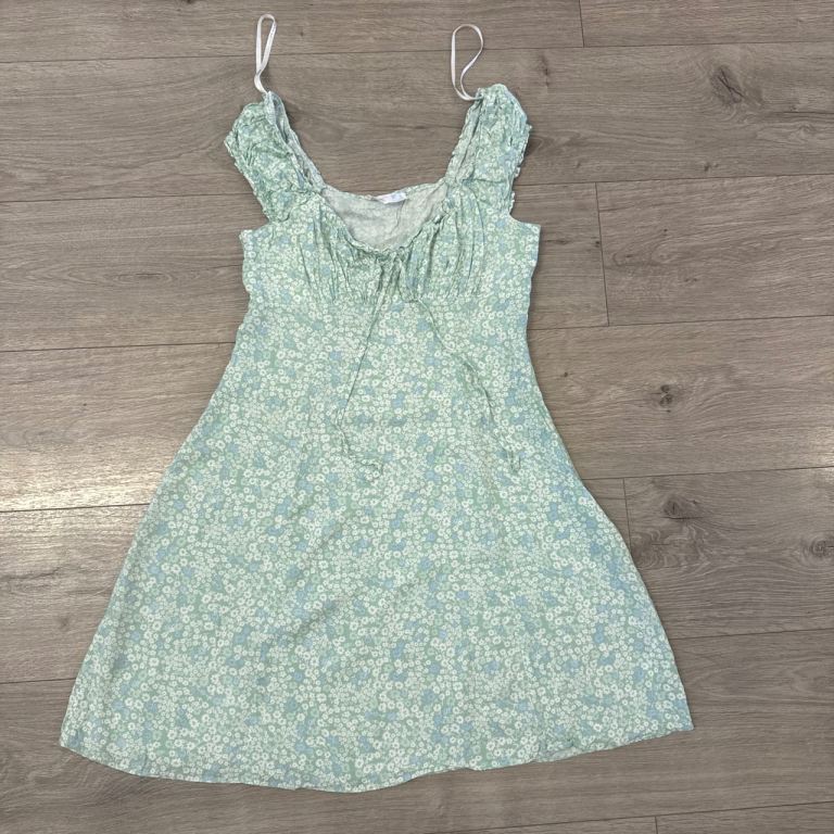 Women Primark light green & white floral mini dress - UK 10