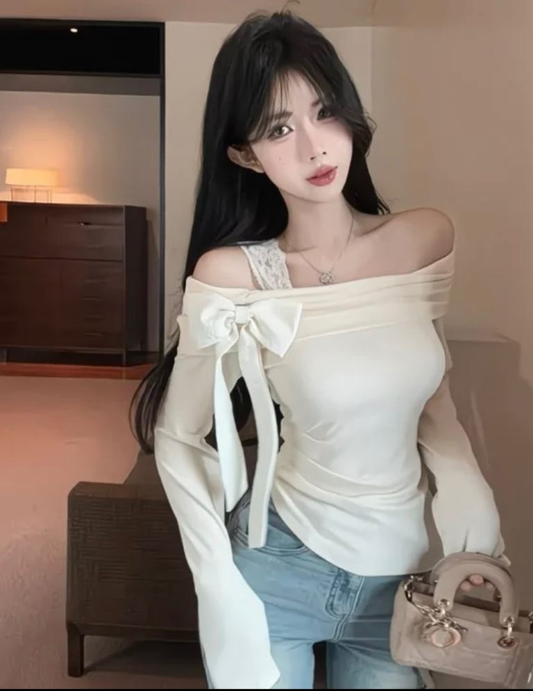 Cream Off-Shoulder Top with Bow Detail – As Good As New