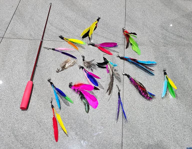 Cat Teaser Telescopic Rod With 16 Replacement Heads