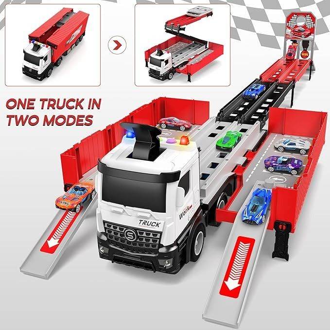 Brand New Unopened Transport Truck Toy with 8 Mini Race Cars- BLUE colour 