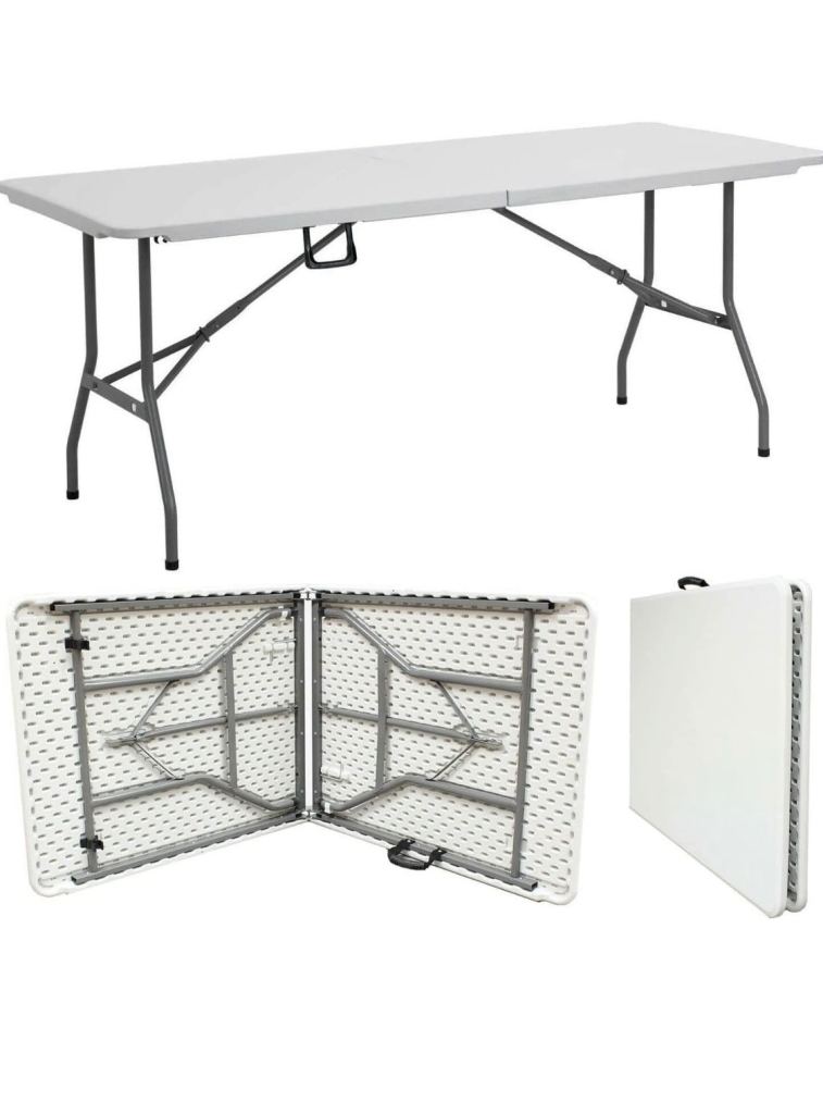 New- White folding table for bbq/parties/decorating/market/picnic