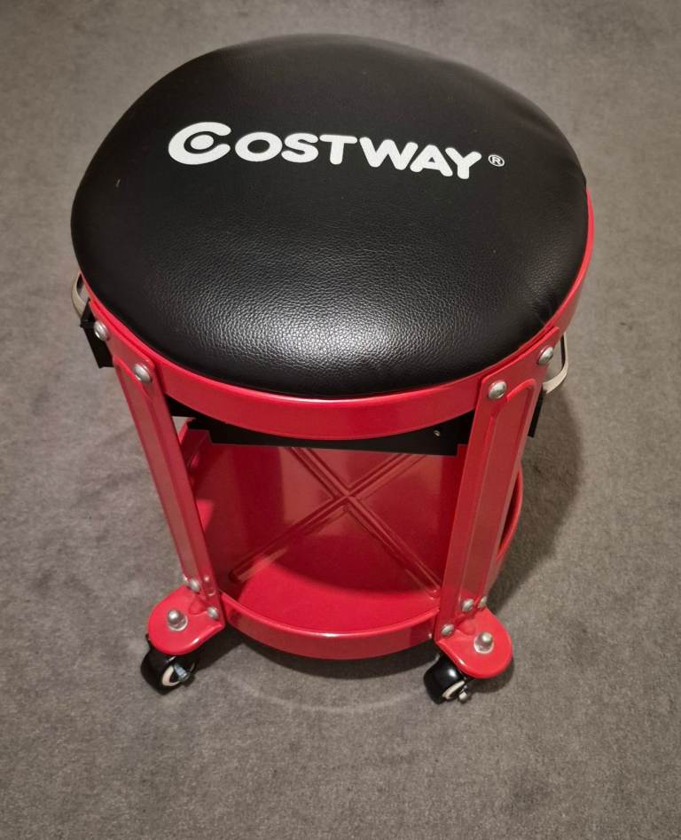 COSTWAY Rolling Workshop Stool with Storage Tray – As Good As New