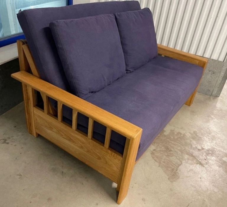 Solid Oak 2 seater Futon company sofa bed 