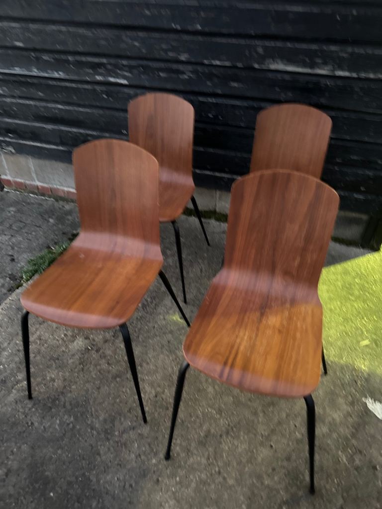 Vintage retro mid century modern MCM stacking kitchen dining chairs x 2 4