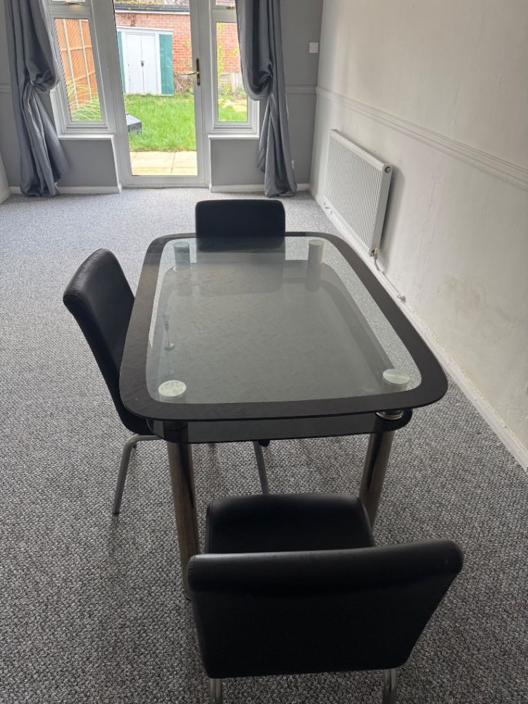 Glass Top Dining Table with 4 Matching Chairs