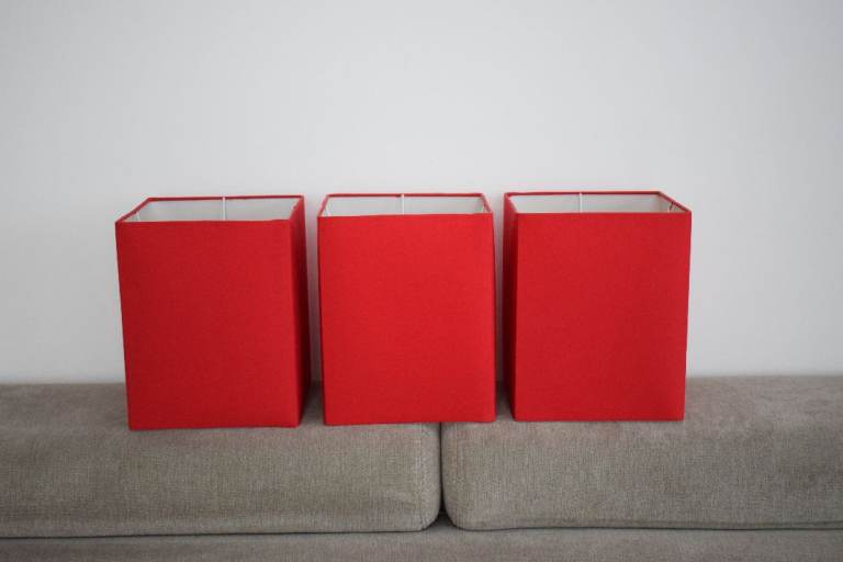 Red Textured 100% Linen Square Lampshade