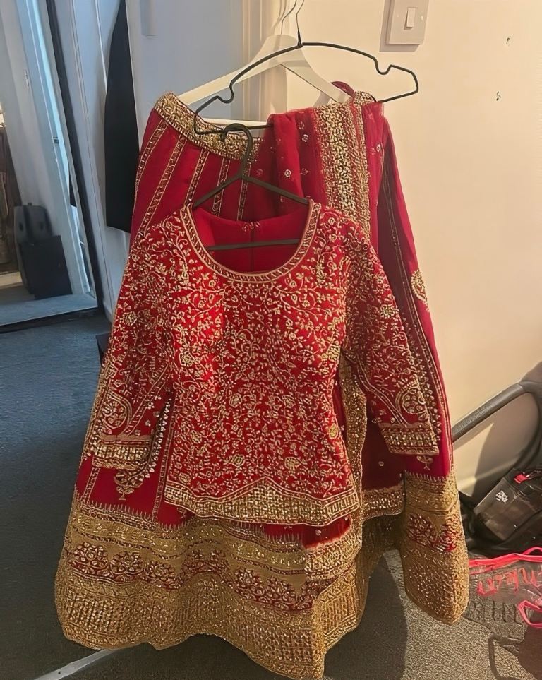 Red and gold lengha / wedding dress 