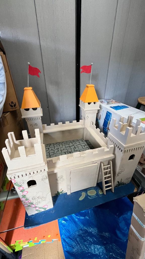 Wooden Toy Castle with Flags Ladder