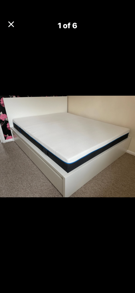 Queen size Ikea Malm bed and mattress 