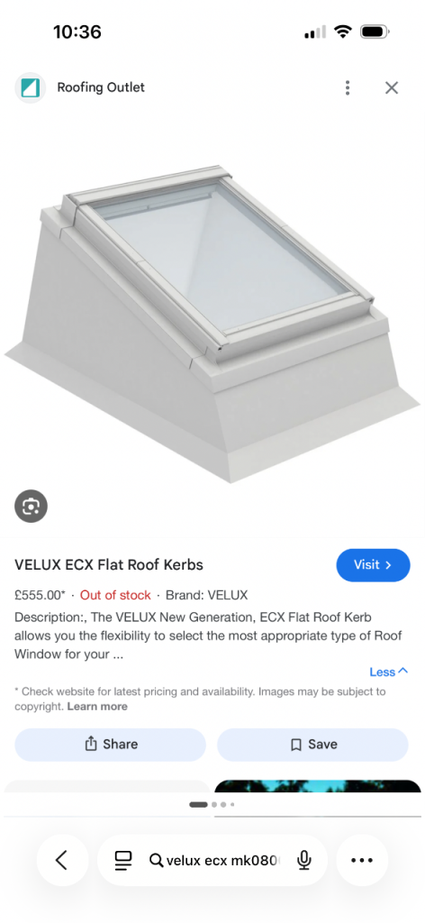 Velux flat roof kerbs ECX MK08