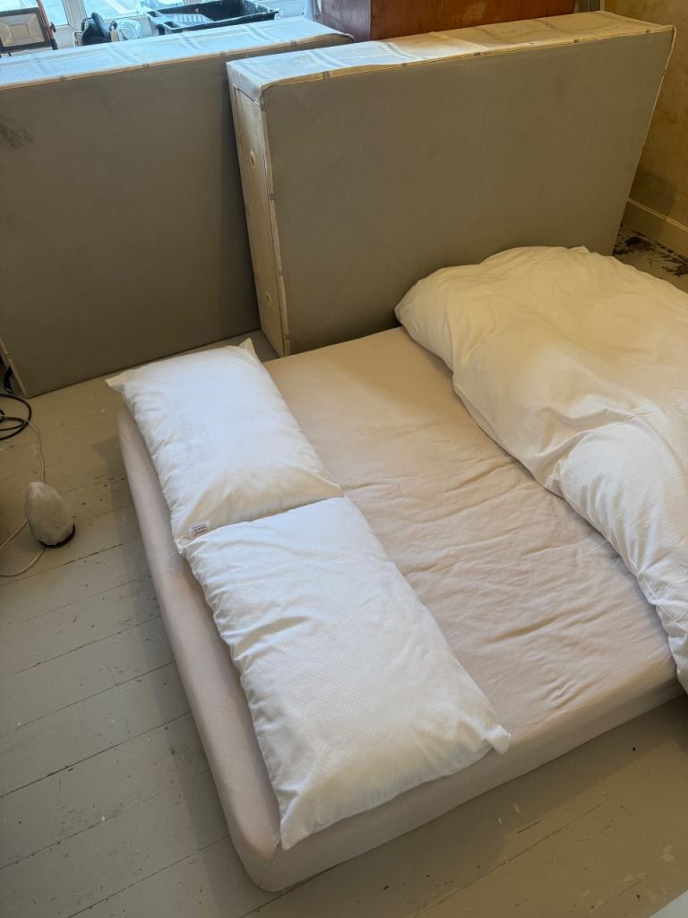 image for Double mattress + base + pillows + duvet + cover 