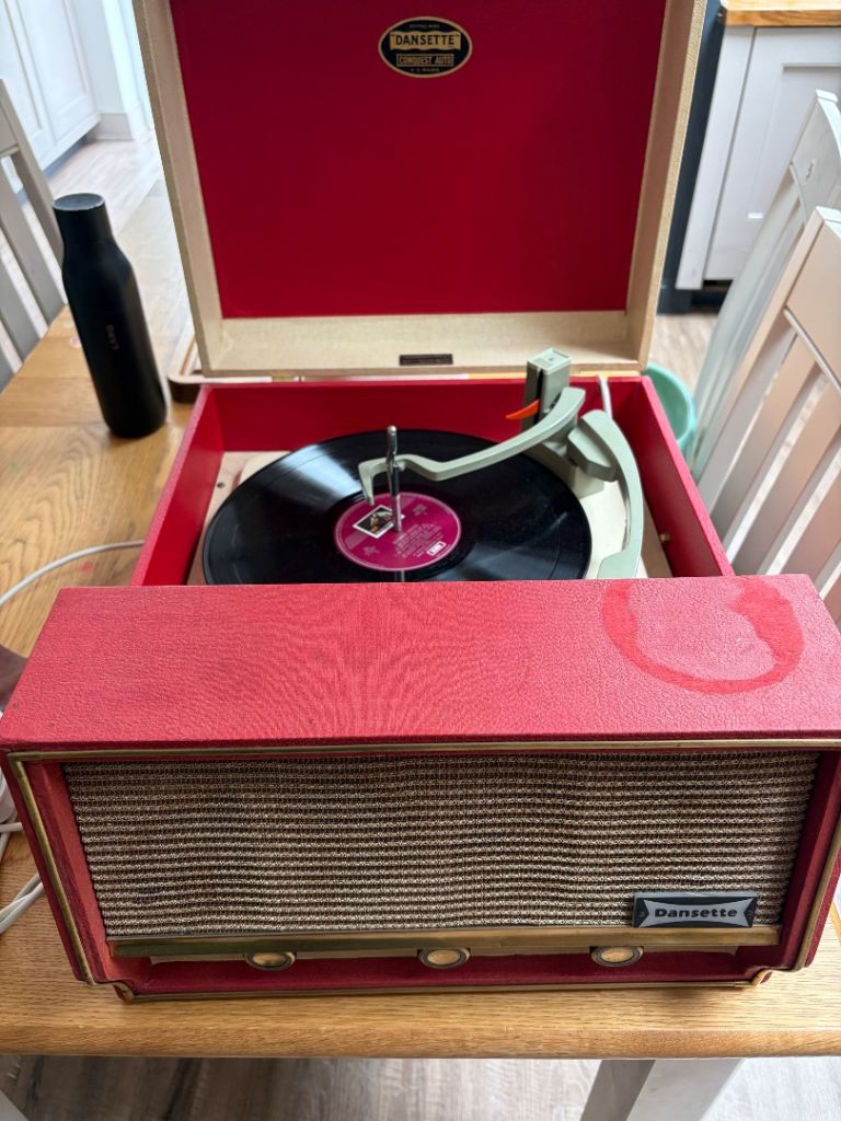 Vintage Dansette Record Player – Red, Fair Condition