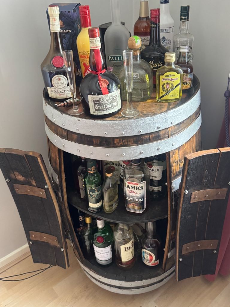 Unique Half Barrel Drinks Cabinet with LED Lights