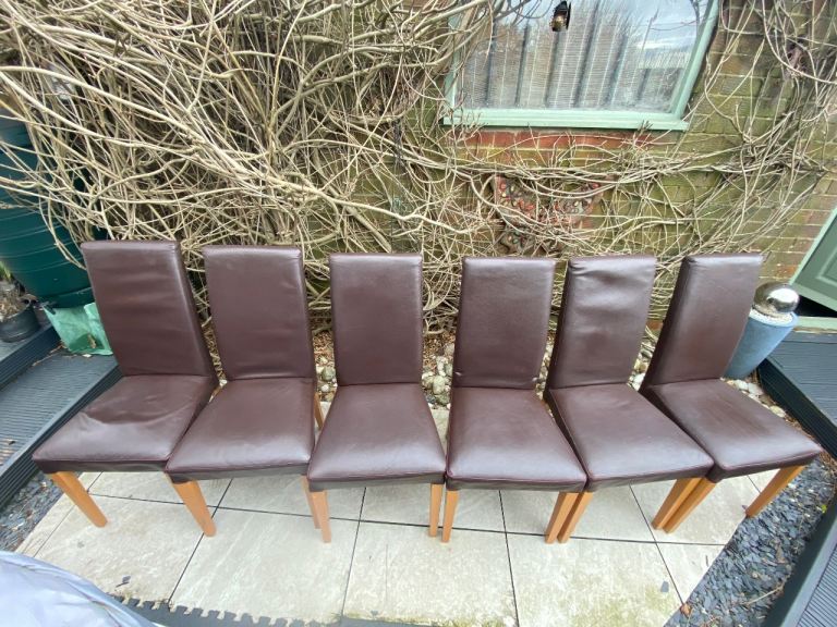 Dark Brown Leather Dining Table Seats
