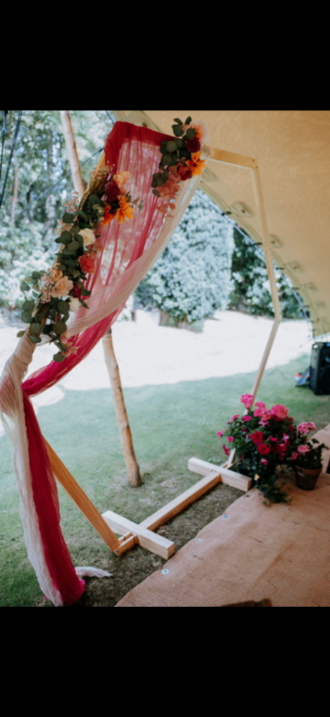 Hexagon wedding arch 210cm tall 245cm wide