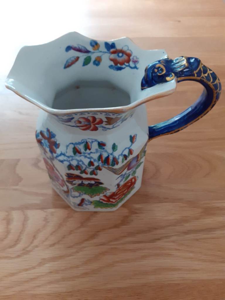 Beautiful Mason's antique ironstone 'Blue Pheasant' Hydra jug