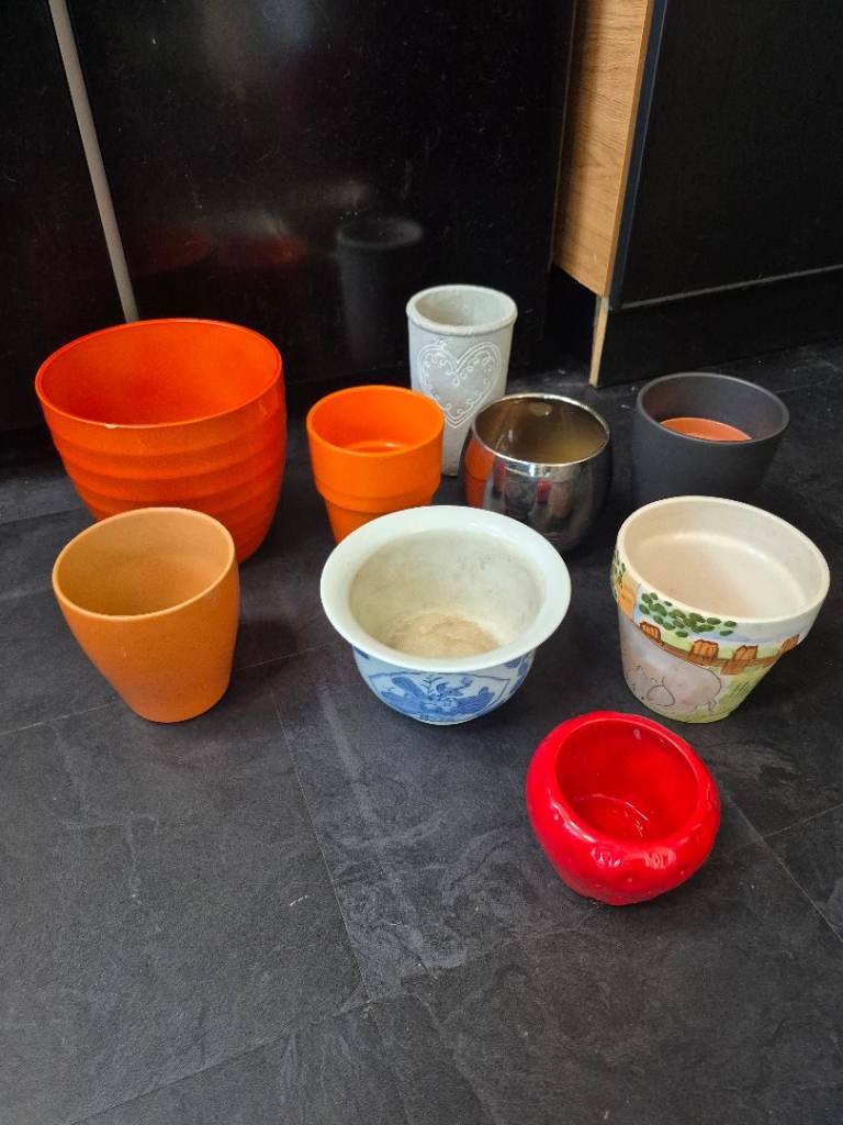 mixture of indoor or outdoor plant pots 