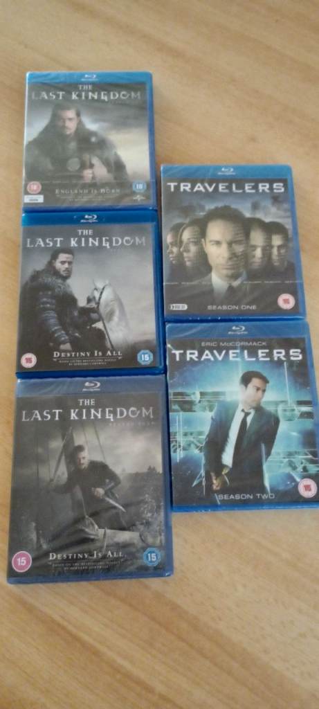 Last Kingdom (Season 1, 2 & 4) & Travellers (Season 1 - 2). Blu ray. Brand new and sealed.