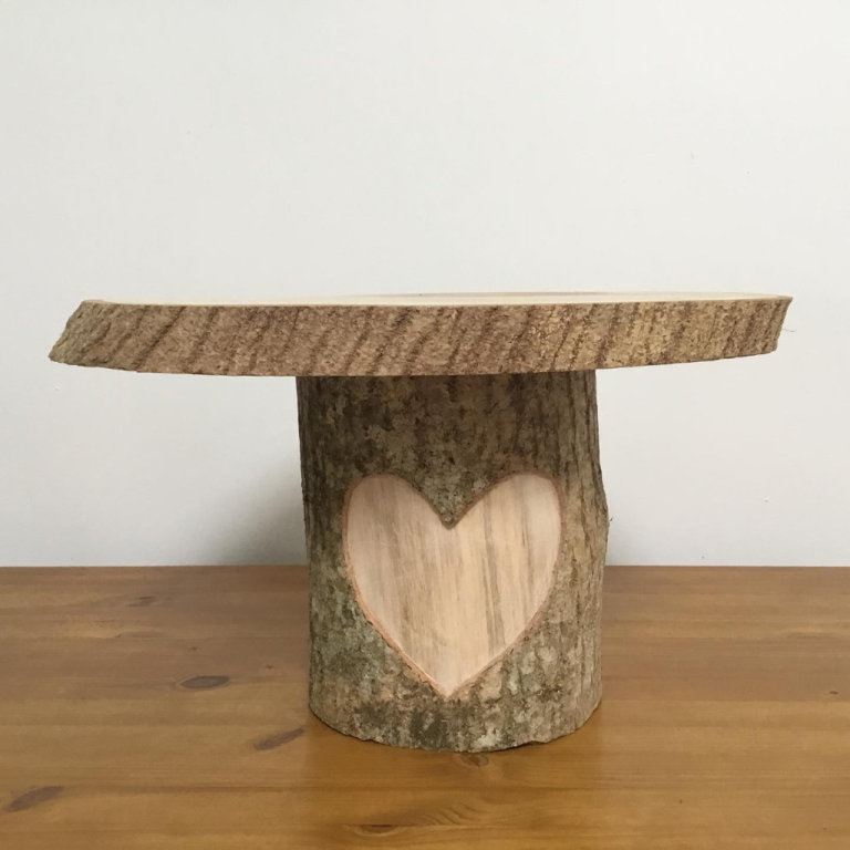 Wedding Cake Stand with Heart Detail - Real Wood 