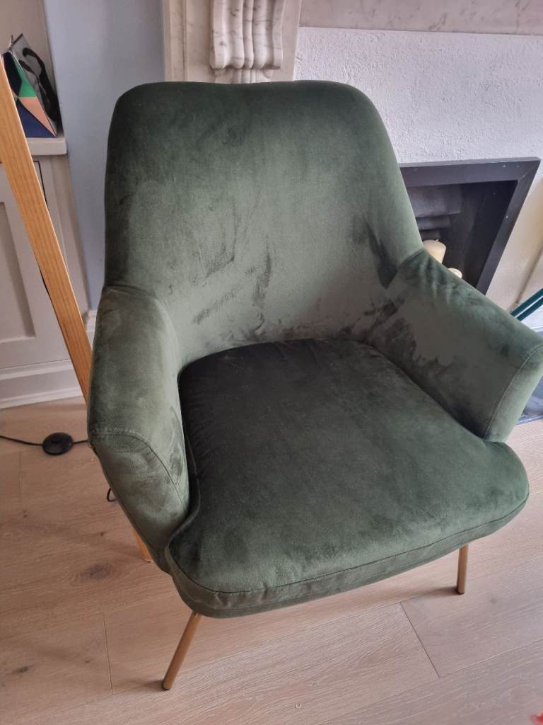Green velvet armchair in perfect condition