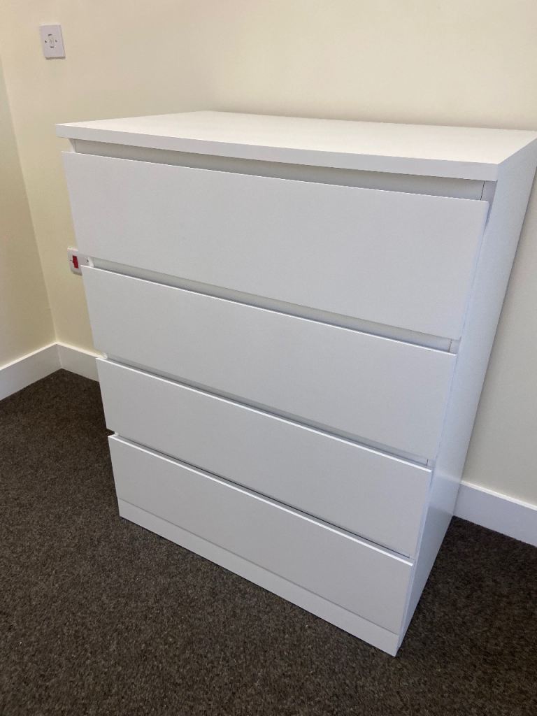 Ikea Malm White Chest of 4 Drawers 