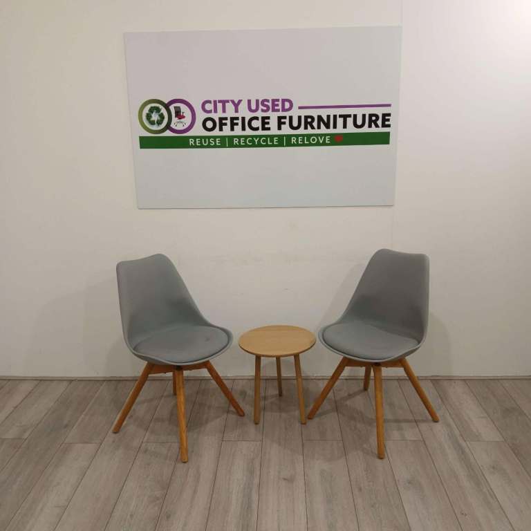 Elite Dining Chair - Grey Fabric & Plastic with Oak Legs