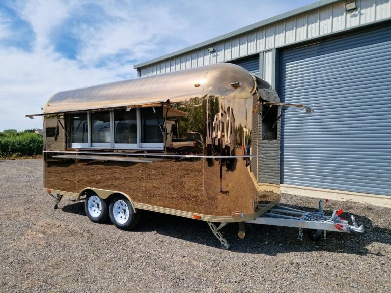 Brand New Silver Bullet Catering Trailer Twin Axle Rose Gold Burger Van In Stock