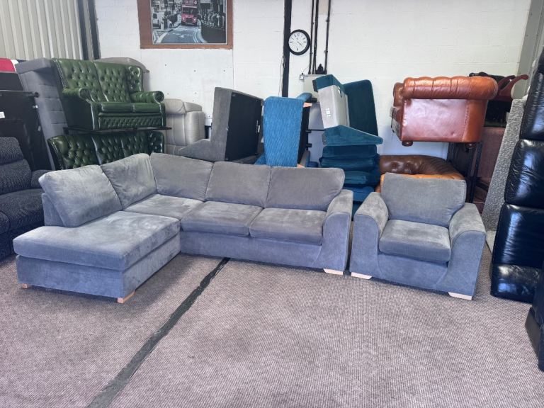 DFS Orka grey corner sofa and armchair set Delivery available