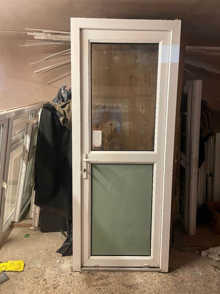 UPVC DOOR 203.5 x 82 cm - UPVC DOUBLE GLAZED DOOR - CLEAR GLASS (REF: DX198)