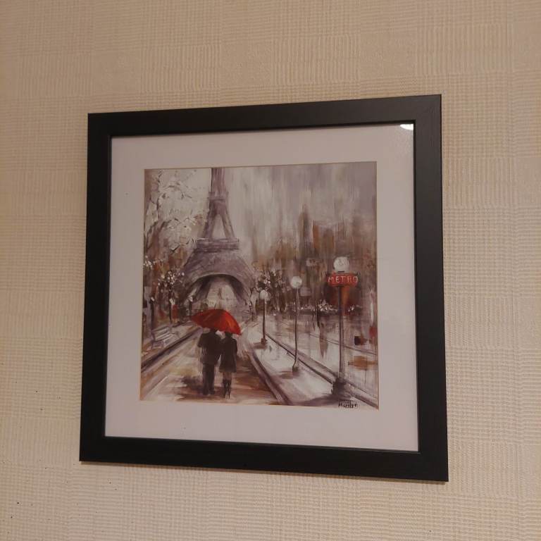Black Framed Picture of a Scene from Paris - perfect condition
