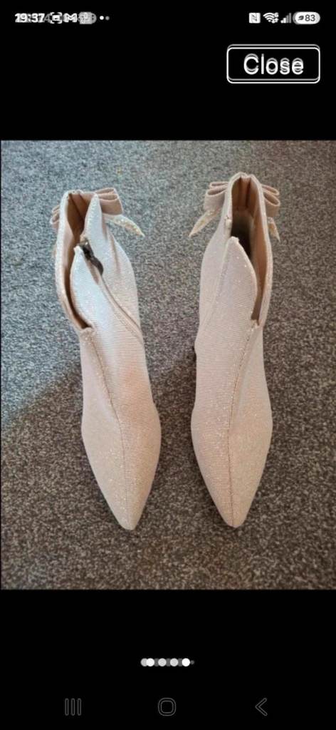 Sparkly Beige Ankle Boots with Bow Detail – UK Size 5