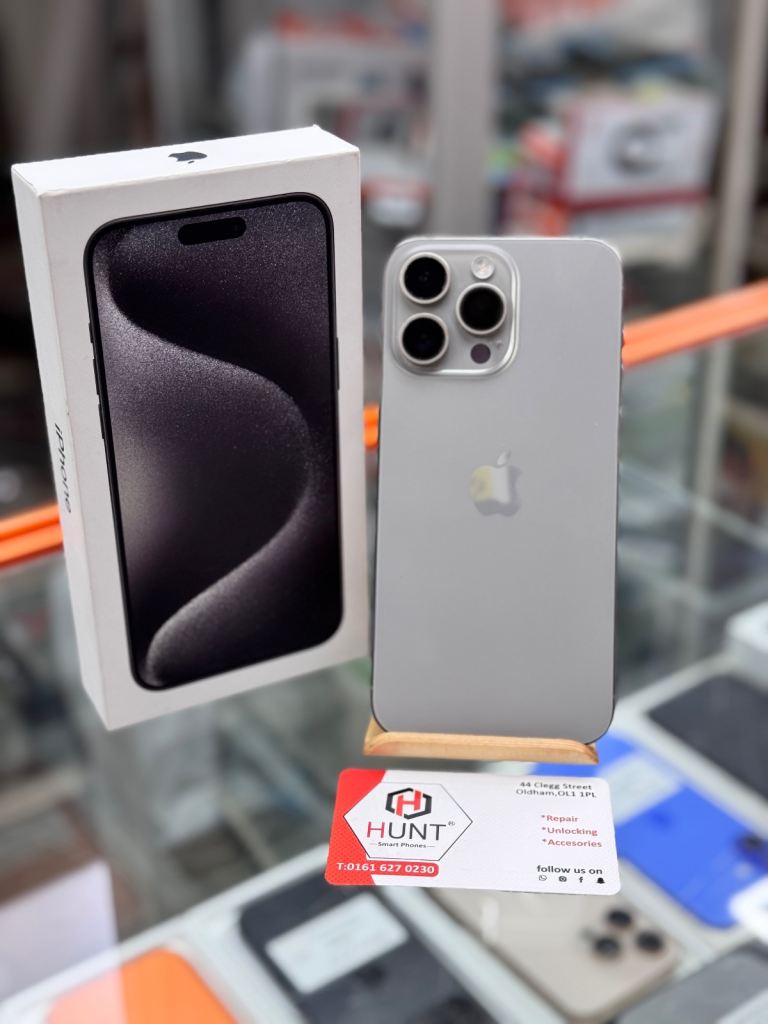 image for iPhone 15 Pro Max Natural Titanium 256gb Unlocked Phone in Mint condition with Shop Warranty 