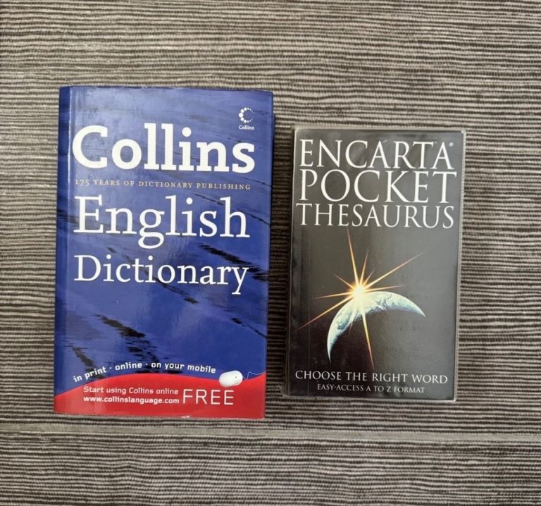 Collins English Dictionary & Encarta Pocket Thesaurus – Good Condition