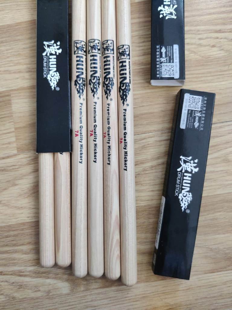 Brand New HUNS 7A Premium Quality Hickory Drumsticks