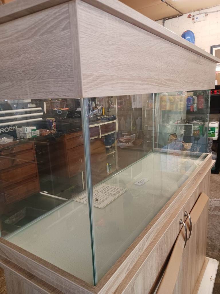 Large Glass Aquarium with Wooden Cabinet